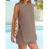 imageZESICA Womens Summer 2 Piece Matching Long Sweater Shorts Sets 2025 Travel Resort Wear Sleeveless Knit OutfitsCamel