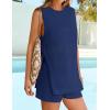 imageZESICA Womens Summer 2 Piece Matching Long Sweater Shorts Sets 2025 Travel Resort Wear Sleeveless Knit OutfitsDark Blue