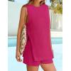 imageZESICA Womens Summer 2 Piece Matching Long Sweater Shorts Sets 2025 Travel Resort Wear Sleeveless Knit OutfitsRosered