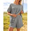 imageZESICA Womens Summer 2 Piece Outfits 2025 Ruffle Short Sleeve Tops and Shorts Casual Loose Oversized TShirts Lounge SetsGrey