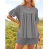 imageZESICA Womens Summer 2 Piece Outfits 2025 Ruffle Short Sleeve Tops and Shorts Casual Loose Oversized TShirts Lounge SetsGrey