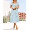 imageZESICA Womens Summer Boho Floral Midi Dress 2025 Casual Short Sleeve Square Neck Flowy Beach Vacation Long DressBlue