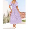 imageZESICA Womens Summer Boho Floral Midi Dress 2025 Casual Short Sleeve Square Neck Flowy Beach Vacation Long DressPurple