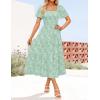 imageZESICA Womens Summer Boho Floral Midi Dress 2025 Casual Short Sleeve Square Neck Flowy Beach Vacation Long DressSage