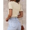 imageZESICA Womens Summer Short Sleeve Ribbed Knit Slim Fit T Shirt 2025 Crewneck Basic Casual Color Block Tee TopsApricot