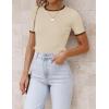 imageZESICA Womens Summer Short Sleeve Ribbed Knit Slim Fit T Shirt 2025 Crewneck Basic Casual Color Block Tee TopsApricot