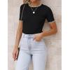 imageZESICA Womens Summer Short Sleeve Ribbed Knit Slim Fit T Shirt 2025 Crewneck Basic Casual Color Block Tee TopsDim