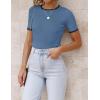 imageZESICA Womens Summer Short Sleeve Ribbed Knit Slim Fit T Shirt 2025 Crewneck Basic Casual Color Block Tee TopsDustyblue