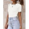 imageZESICA Womens Summer Short Sleeve Ribbed Knit Slim Fit T Shirt 2025 Crewneck Basic Casual Color Block Tee TopsIvory