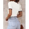 imageZESICA Womens Summer Short Sleeve Ribbed Knit Slim Fit T Shirt 2025 Crewneck Basic Casual Color Block Tee TopsWhite