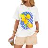 imageZESICA Womens 2025 Summer 2 Piece Lounge Set Short Sleeve Graphic Print Tops and Shorts Outfits with PocketsApricot