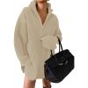 imageZESICA Womens Long Sleeve Mini Sweater Dress Fall Quarter Zip Ribbed Knit Oversized Pullover Jumper SweatersKhaki