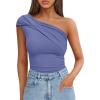 imageZESICA Womens One Shoulder Tank Tops 2025 Summer Sleeveless Going Out T Shirts Knit Slim Fit Fashion Tee TopDusty Blue
