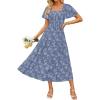 imageZESICA Womens Summer Boho Floral Midi Dress 2025 Casual Short Sleeve Square Neck Flowy Beach Vacation Long DressDustyblue