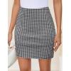 imageZESICA Plaid Mini Skirt for Women 2025 Fall Winter High Waist A Line Bodycon Pencil Skirts TrendyBlack