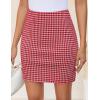 imageZESICA Plaid Mini Skirt for Women 2025 Fall Winter High Waist A Line Bodycon Pencil Skirts TrendyRed