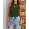 imageZESICA Womens 2025 Ribbed Tank Tops Summer Sleeveless High Neck Casual Slim Fitted Basic Knit ShirtsArmygreen