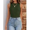 imageZESICA Womens 2025 Ribbed Tank Tops Summer Sleeveless High Neck Casual Slim Fitted Basic Knit ShirtsArmygreen