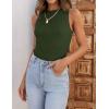 imageZESICA Womens 2025 Ribbed Tank Tops Summer Sleeveless High Neck Casual Slim Fitted Basic Knit ShirtsArmygreen