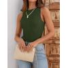 imageZESICA Womens 2025 Ribbed Tank Tops Summer Sleeveless High Neck Casual Slim Fitted Basic Knit ShirtsArmygreen