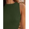 imageZESICA Womens 2025 Ribbed Tank Tops Summer Sleeveless High Neck Casual Slim Fitted Basic Knit ShirtsArmygreen