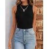 imageZESICA Womens 2025 Ribbed Tank Tops Summer Sleeveless High Neck Casual Slim Fitted Basic Knit ShirtsBlack