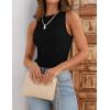 imageZESICA Womens 2025 Ribbed Tank Tops Summer Sleeveless High Neck Casual Slim Fitted Basic Knit ShirtsBlack