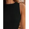 imageZESICA Womens 2025 Ribbed Tank Tops Summer Sleeveless High Neck Casual Slim Fitted Basic Knit ShirtsBlack