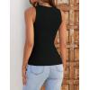 imageZESICA Womens 2025 Ribbed Tank Tops Summer Sleeveless High Neck Casual Slim Fitted Basic Knit ShirtsBlack