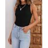 imageZESICA Womens 2025 Ribbed Tank Tops Summer Sleeveless High Neck Casual Slim Fitted Basic Knit ShirtsBlack
