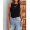 imageZESICA Womens 2025 Ribbed Tank Tops Summer Sleeveless High Neck Casual Slim Fitted Basic Knit ShirtsBlack