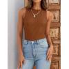 imageZESICA Womens 2025 Ribbed Tank Tops Summer Sleeveless High Neck Casual Slim Fitted Basic Knit ShirtsDarkbrown