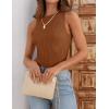 imageZESICA Womens 2025 Ribbed Tank Tops Summer Sleeveless High Neck Casual Slim Fitted Basic Knit ShirtsDarkbrown