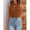 imageZESICA Womens 2025 Ribbed Tank Tops Summer Sleeveless High Neck Casual Slim Fitted Basic Knit ShirtsDarkbrown