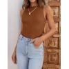 imageZESICA Womens 2025 Ribbed Tank Tops Summer Sleeveless High Neck Casual Slim Fitted Basic Knit ShirtsDarkbrown