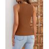 imageZESICA Womens 2025 Ribbed Tank Tops Summer Sleeveless High Neck Casual Slim Fitted Basic Knit ShirtsDarkbrown