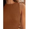 imageZESICA Womens 2025 Ribbed Tank Tops Summer Sleeveless High Neck Casual Slim Fitted Basic Knit ShirtsDarkbrown