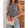 imageZESICA Womens 2025 Ribbed Tank Tops Summer Sleeveless High Neck Casual Slim Fitted Basic Knit ShirtsGrey
