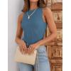 imageZESICA Womens 2025 Ribbed Tank Tops Summer Sleeveless High Neck Casual Slim Fitted Basic Knit ShirtsGreyblue