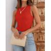 imageZESICA Womens 2025 Ribbed Tank Tops Summer Sleeveless High Neck Casual Slim Fitted Basic Knit ShirtsOrangered
