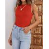 imageZESICA Womens 2025 Ribbed Tank Tops Summer Sleeveless High Neck Casual Slim Fitted Basic Knit ShirtsOrangered