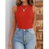 imageZESICA Womens 2025 Ribbed Tank Tops Summer Sleeveless High Neck Casual Slim Fitted Basic Knit ShirtsOrangered