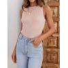 imageZESICA Womens 2025 Ribbed Tank Tops Summer Sleeveless High Neck Casual Slim Fitted Basic Knit ShirtsPink