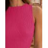 imageZESICA Womens 2025 Ribbed Tank Tops Summer Sleeveless High Neck Casual Slim Fitted Basic Knit ShirtsRose
