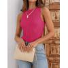 imageZESICA Womens 2025 Ribbed Tank Tops Summer Sleeveless High Neck Casual Slim Fitted Basic Knit ShirtsRose