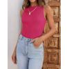 imageZESICA Womens 2025 Ribbed Tank Tops Summer Sleeveless High Neck Casual Slim Fitted Basic Knit ShirtsRose