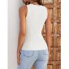imageZESICA Womens 2025 Ribbed Tank Tops Summer Sleeveless High Neck Casual Slim Fitted Basic Knit ShirtsWhite