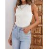imageZESICA Womens 2025 Ribbed Tank Tops Summer Sleeveless High Neck Casual Slim Fitted Basic Knit ShirtsWhite