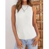 imageZESICA Womens 2025 Ribbed Tank Tops Summer Sleeveless High Neck Casual Slim Fitted Basic Knit ShirtsWhite