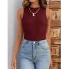 imageZESICA Womens 2025 Ribbed Tank Tops Summer Sleeveless High Neck Casual Slim Fitted Basic Knit ShirtsWine